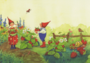 Postcard Daniela Drescher | Pippa and Pelle in the summer garden_